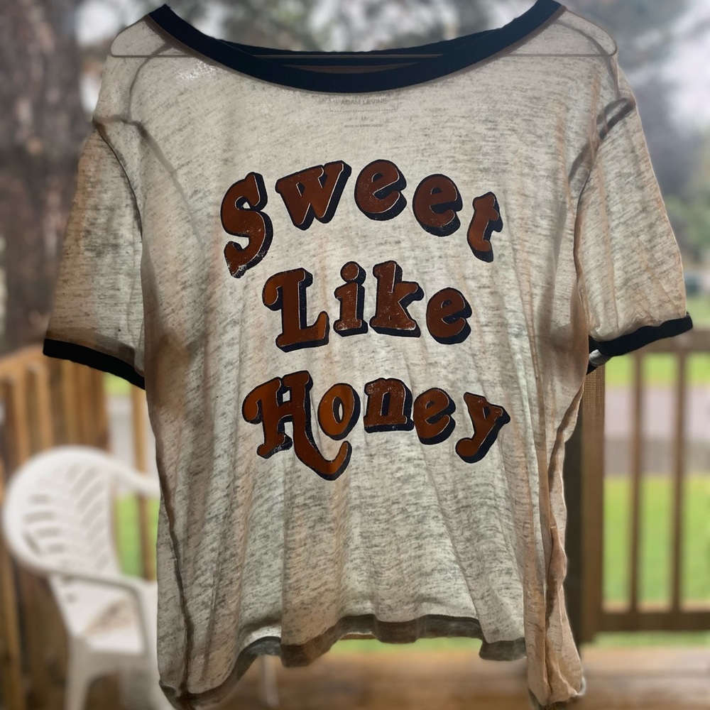 Adam Levine Light Blue Graphic Crop Top
